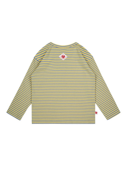 Light Blue BB Heart Stripe Rib Long Sleeve