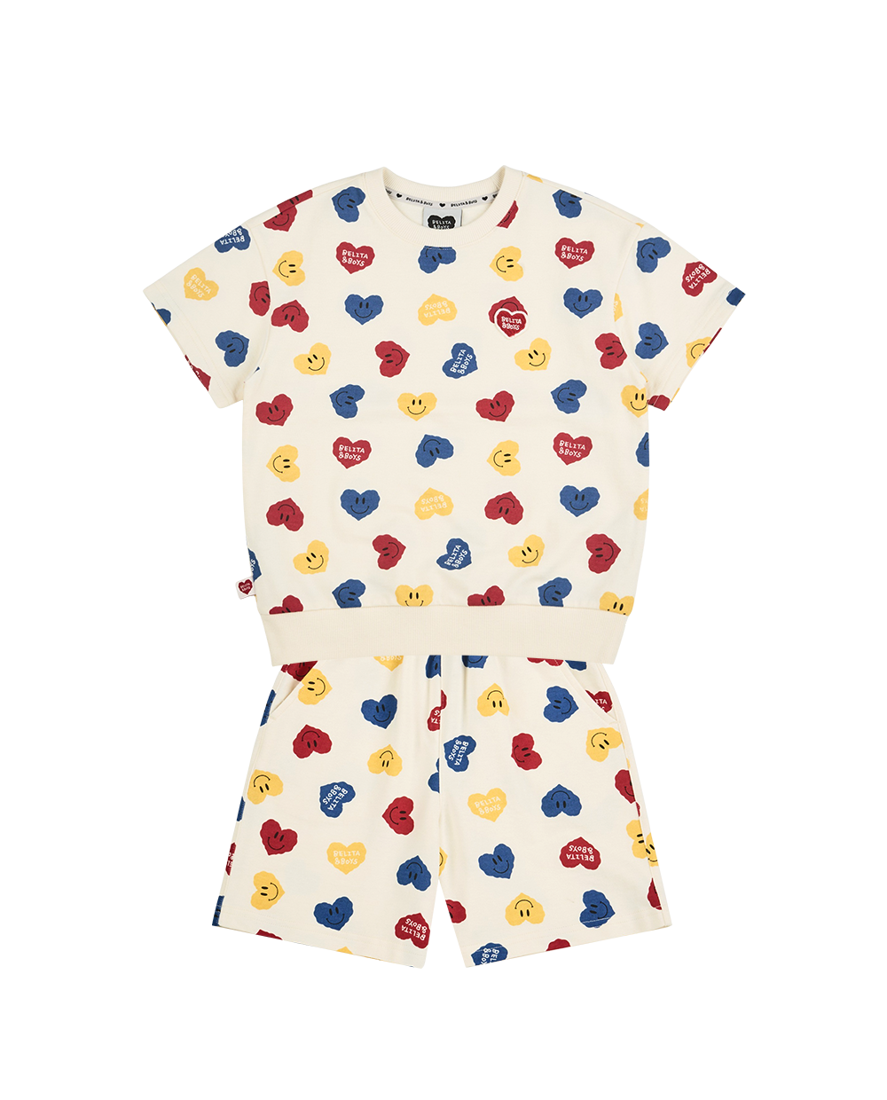 [SET] Cream Smile Heart Pattern Shorts