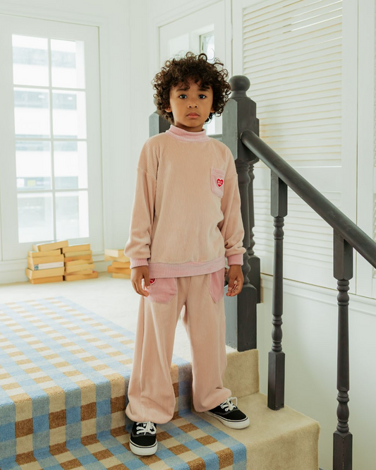 [SET] Pink BB Heart Velour Half Neck Jogger