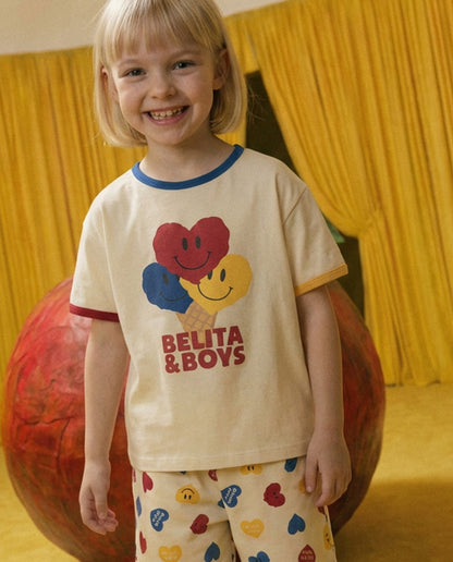 Cream Smile Heart Short Sleeve