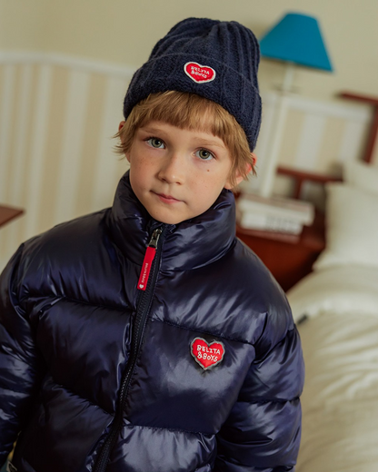 Navy BB Heart Short Beanie