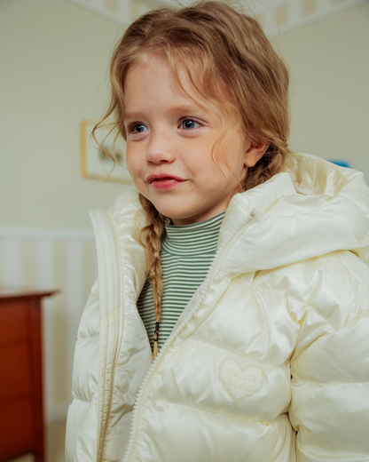 Cream BB Heart Duck Down Long Jumper