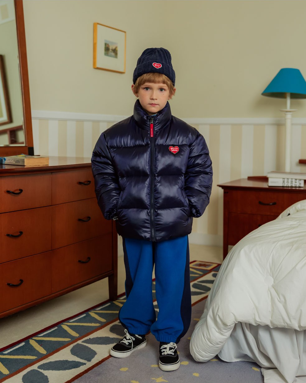 Navy BB Heart Basic Puffer Jumper