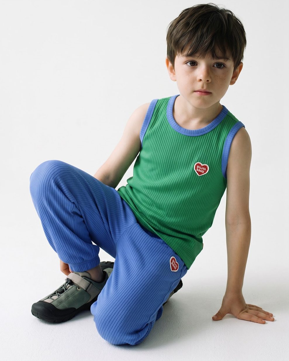 [SET] Green BB Heart Two-Tone Sleeveless One Mile