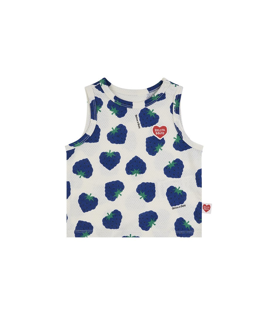 [BABY SET] Blue Berry Pattern Mesh Sleeveless Shorts