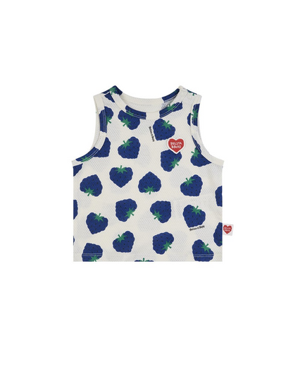 [BABY SET] Blue Berry Pattern Mesh Sleeveless Shorts