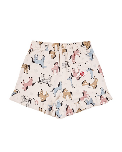 [GIRL SET] Light Pink Horse Pattern Blouse & Shorts