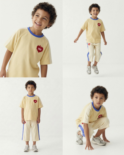 Cream Bubble Apple Terry Crop Pants