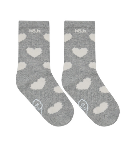 Grey BB Heart Pattern Socks