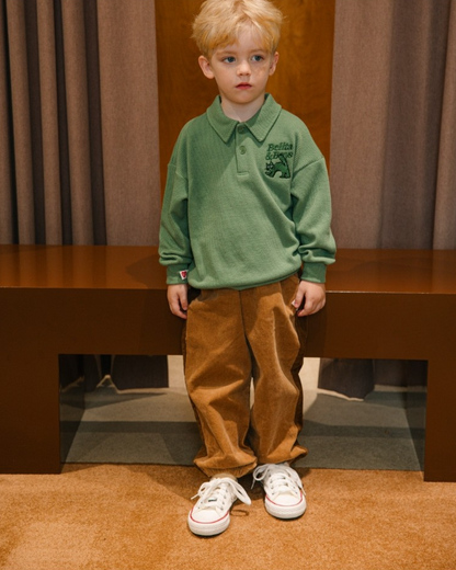 Brown Color Block Corduroy Jogger
