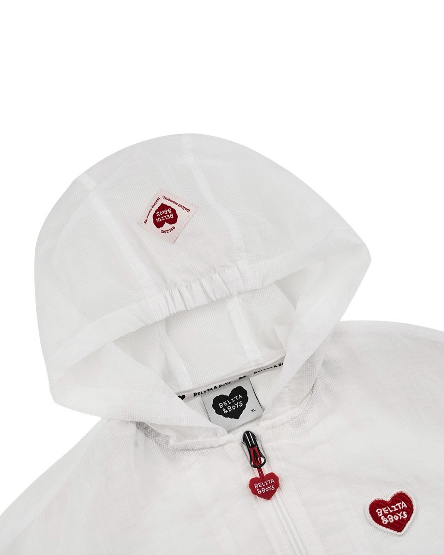 White BB Heart Hooded Windbreaker