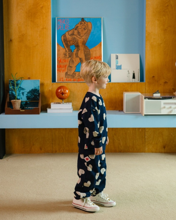 [SET] Navy Heart Pattern Jogger