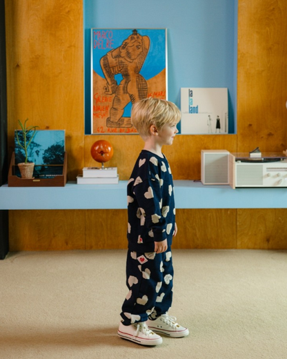 [SET] Navy Heart Pattern Jogger