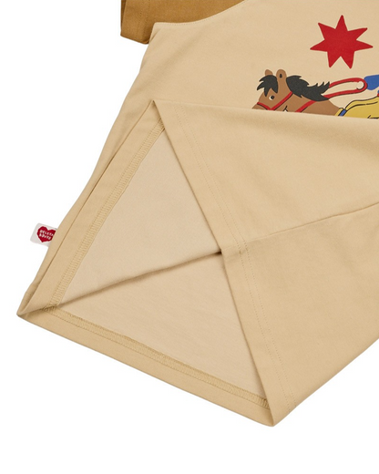 [SET] Beige Cowboy Color Block Shorts