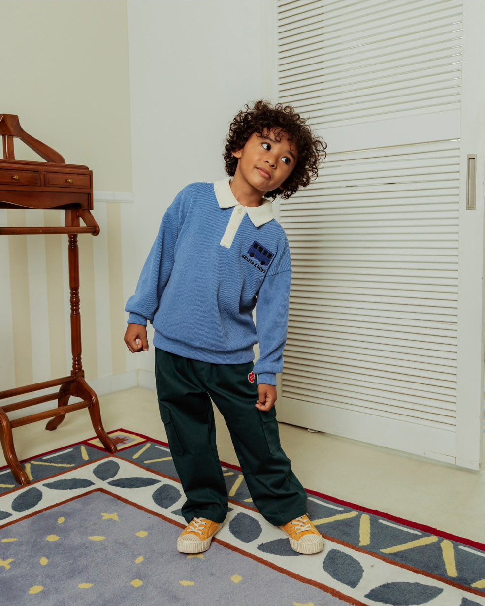 Light Blue Bus Collar Knit Sweater