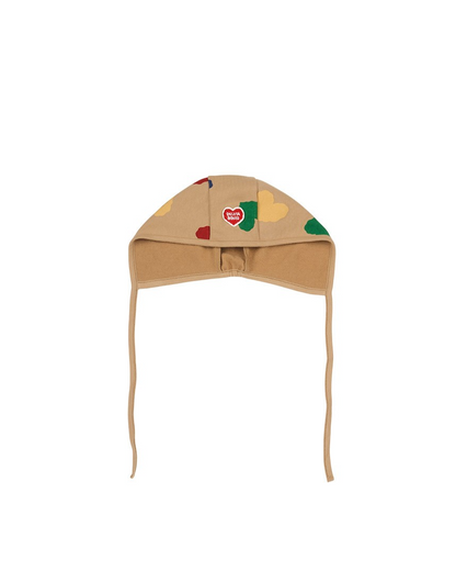 [BABY SET] Camel BB Color Heart Pattern Jumpsuit & Bonnet