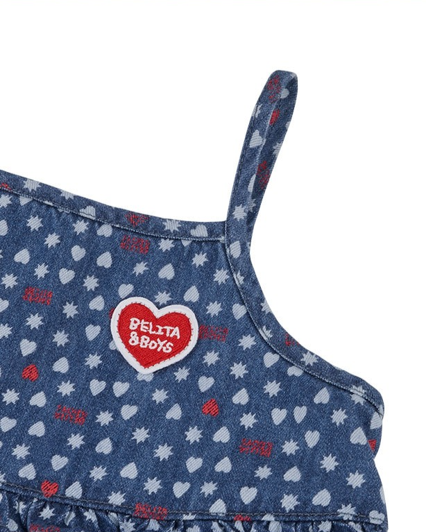 GIRL Blue BB Heart All-Over Denim Dress