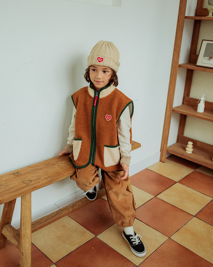 Beige Color Block Corduroy Jogger