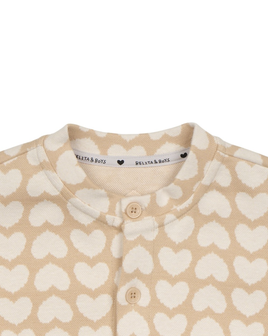 [BABY SET] Beige BB Heart Pattern Knit Cardigan & Bloomers