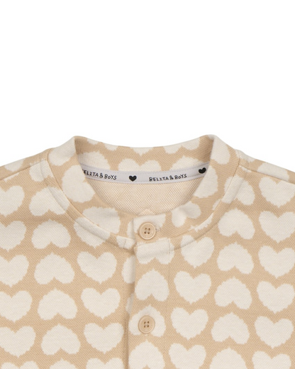 [BABY SET] Beige BB Heart Pattern Knit Cardigan & Bloomers