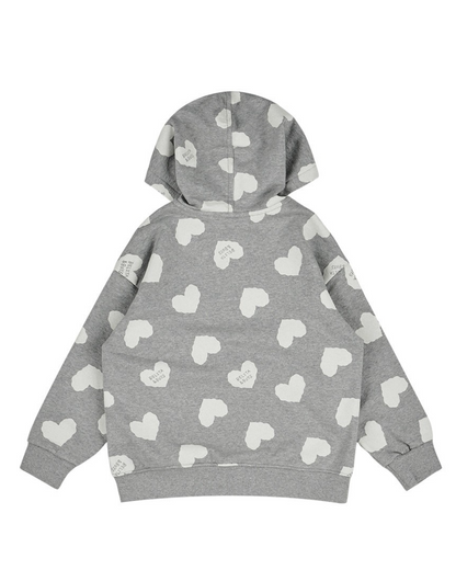 Grey BB Heart Pattern Zip Up Hood