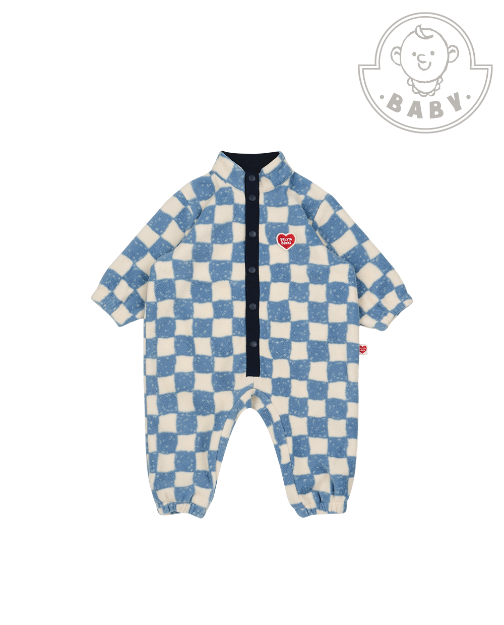 BABY Light Blue Checkerboard Fleece Jumpsuit