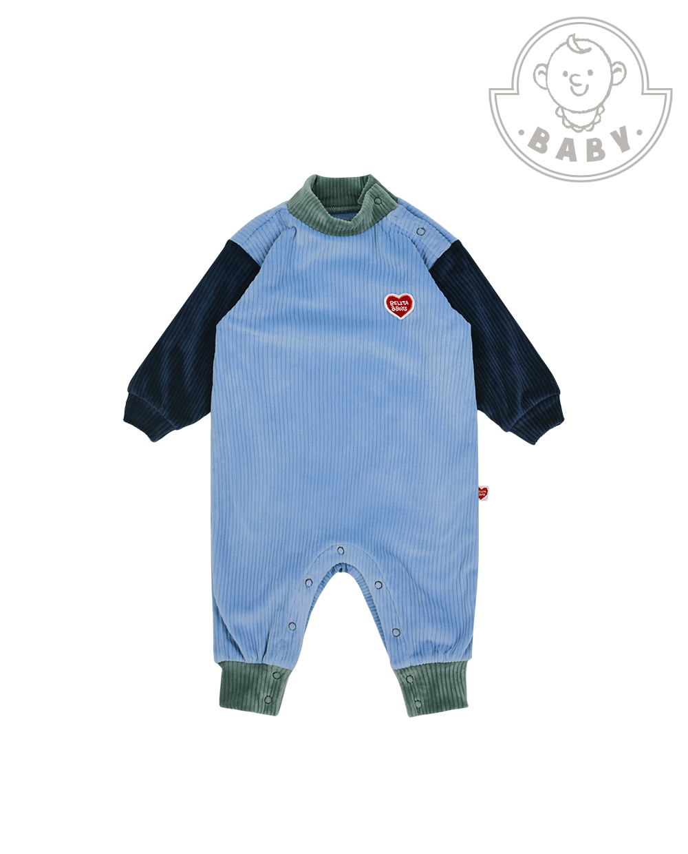 BABY Light Blue Color Block Velour Jumpsuit