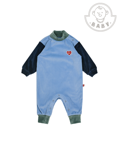 BABY Light Blue Color Block Velour Jumpsuit