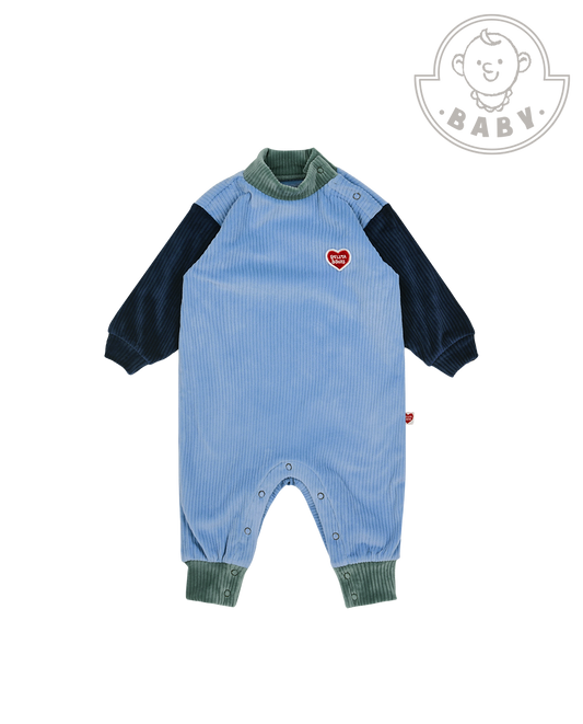 BABY Light Blue Color Block Velour Jumpsuit