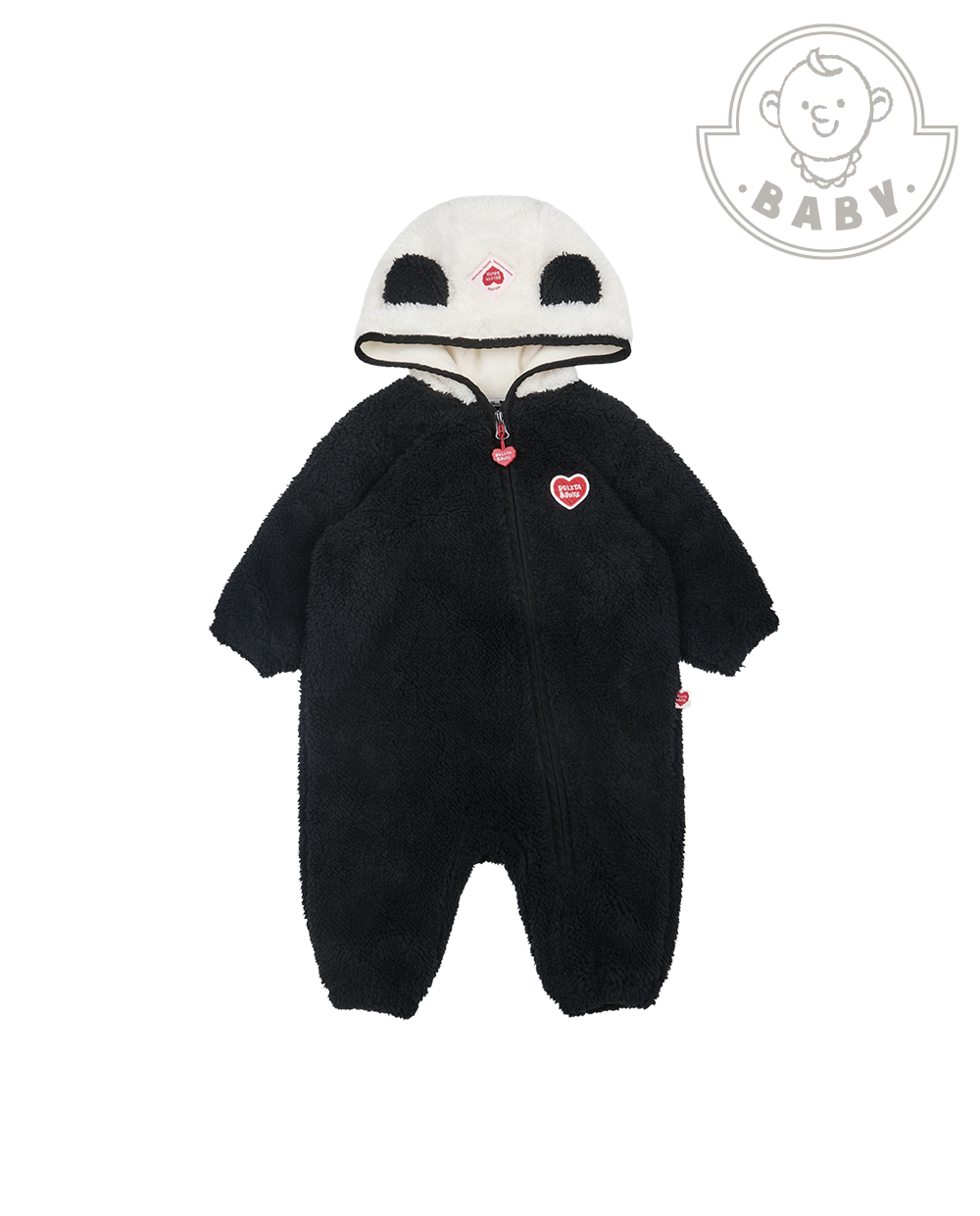 BABY Black Bear Fur Hooded Jumpsuit