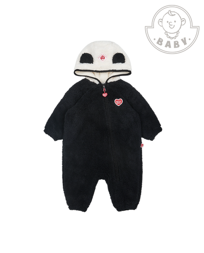 BABY Black Bear Fur Hooded Jumpsuit