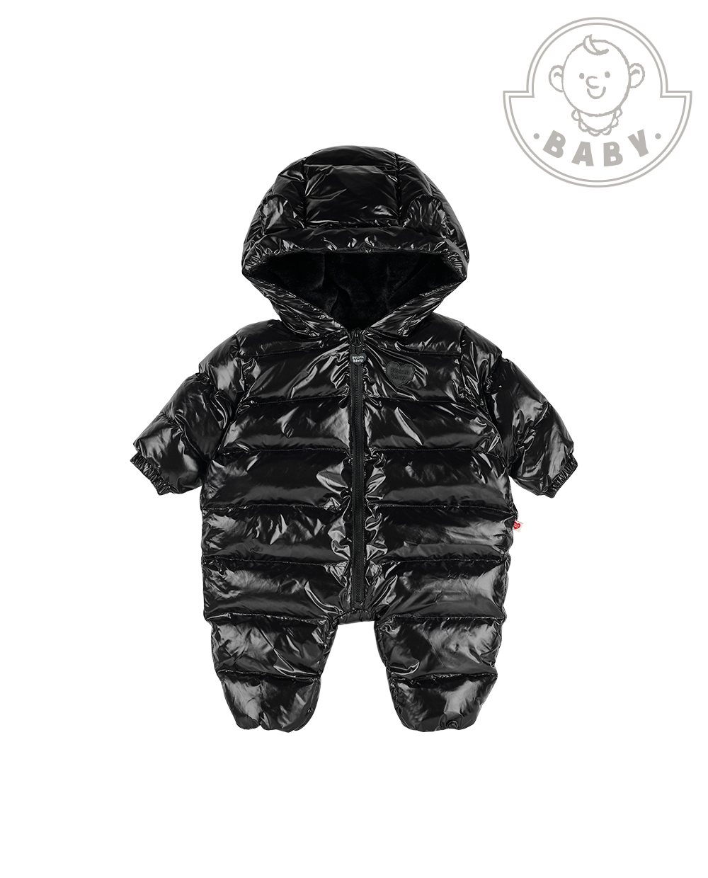 BABY Black Glossy Hooded Puffer Jumpsuit