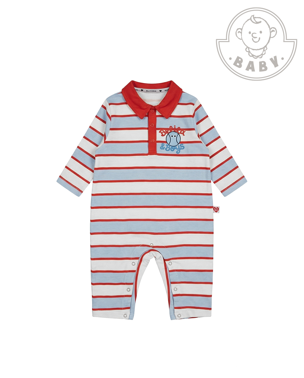BABY Light Blue Tennis Multi Stripe Collar Jumpsuit