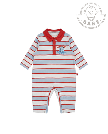 BABY Light Blue Tennis Multi Stripe Collar Jumpsuit