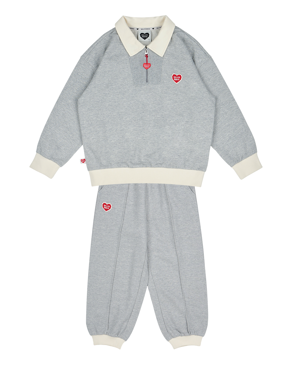 [SET] Grey BB Heart Collar Jogger