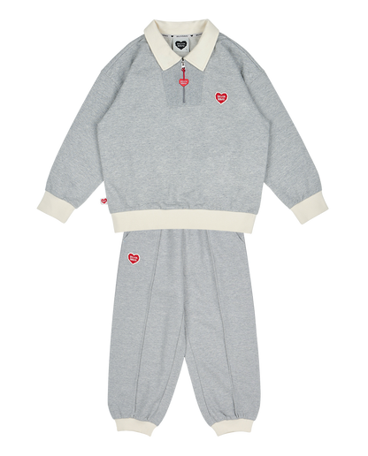 [SET] Grey BB Heart Collar Jogger