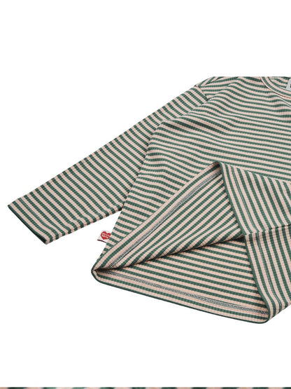 Green BB Heart Stripe Rib Long Sleeve