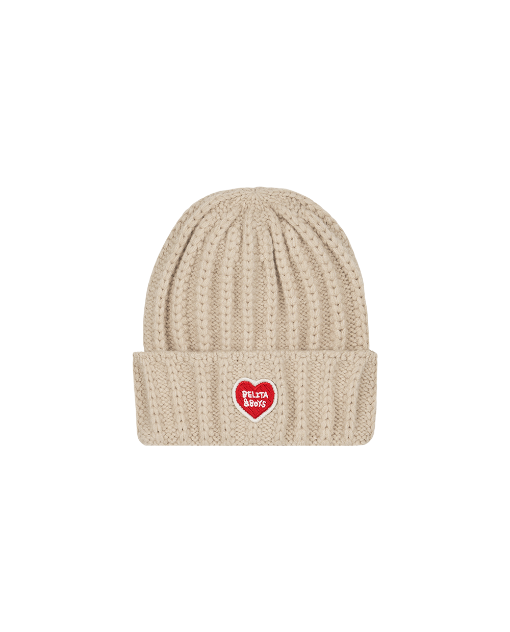 Beige BB Heart Short Beanie