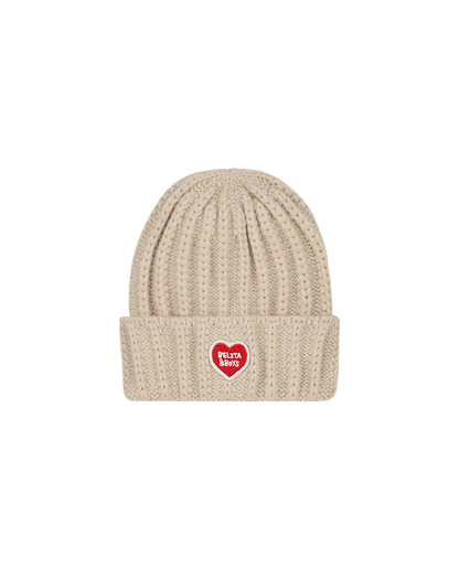 Beige BB Heart Short Beanie