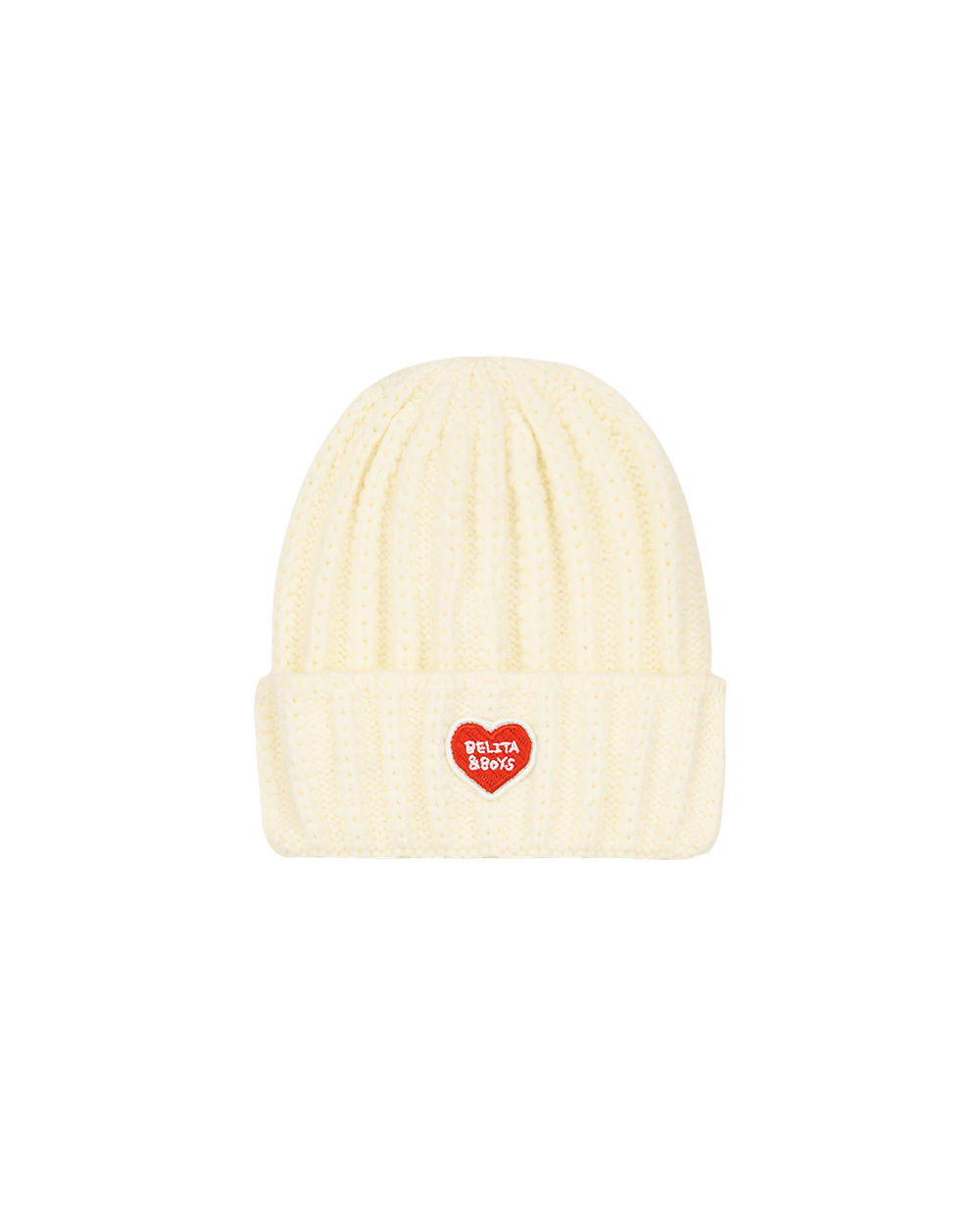 Cream BB Heart Short Beanie