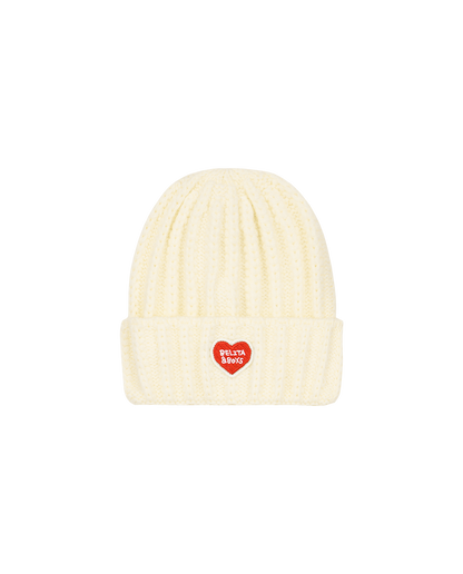 Cream BB Heart Short Beanie