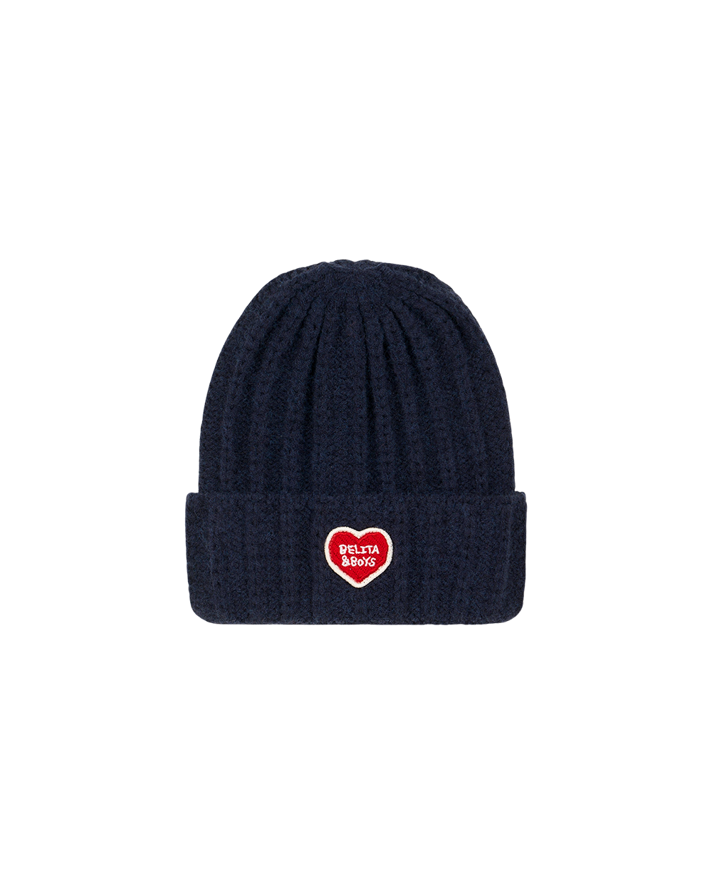 Navy BB Heart Short Beanie
