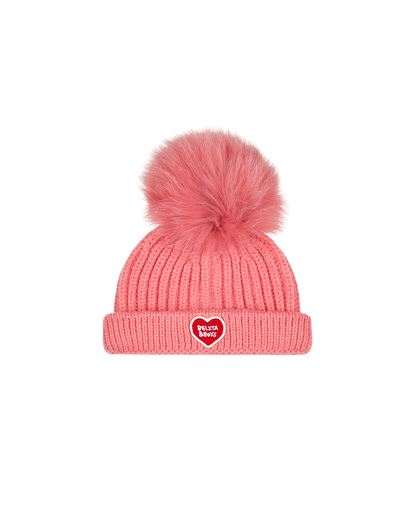 Pink BB Heart Pompom Beanie