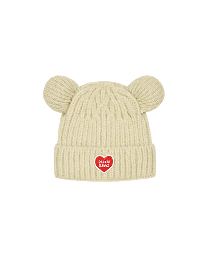 Beige BB Heart Bear Beanie