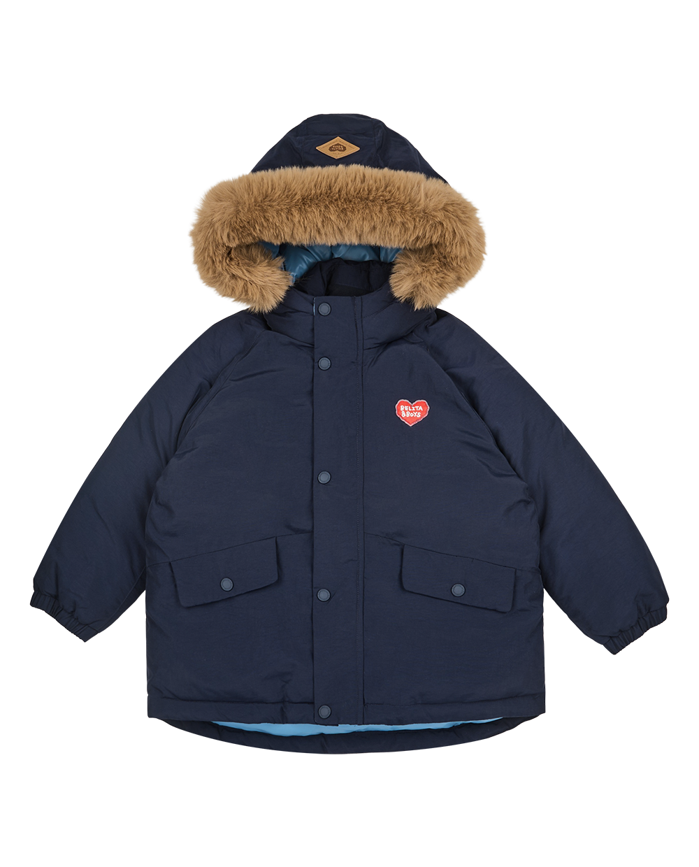 Navy Duck Down Fur Hooded Taslan Jumper