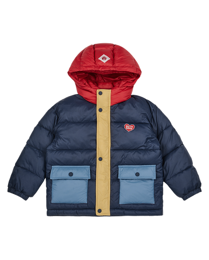 Navy Color Block Hooded Puffer Jumper