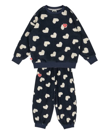 [SET] Navy BB Heart Pattern Fleece Jogger