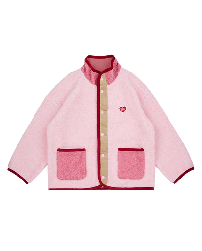 Pink BB Heart Color Block Dumble Fleece Jumper