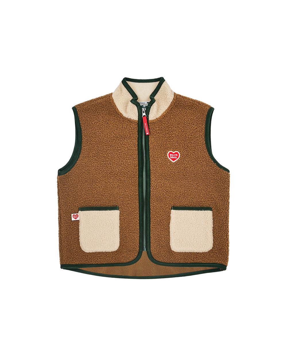 Brown BB Heart Color Block Dumble Fleece Vest