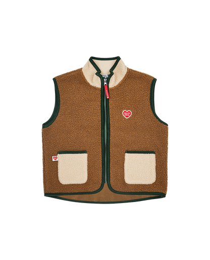Brown BB Heart Color Block Dumble Fleece Vest